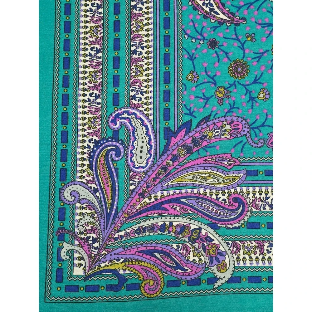 Paisley Scarf Women‎ OS Teal Excellent Vintage Made in Italy Square 30x30
